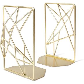 Bookends Pair Gold Modern Simple Minimalist Bookends Retro Vintage MidCentury Modern Abstract Geometric Gold Decor Heavy Duty Girl Teen Gift Unique