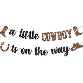 Cowgirl Baby Shower Decoration A Little Cowgirl is On The Way Banner Western Boots Hats Backdrop Pink