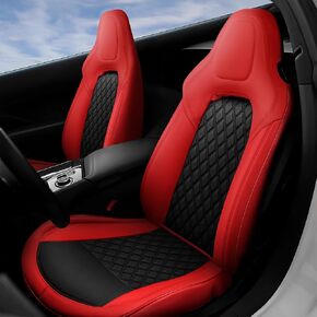 GIANT PANDA Front Car Seat Covers Customized Fit 2014 2015 2016 2017 2018 2019 Chevy Chevrolet Corvette C7 Standard Seats, Leather, Black&Red