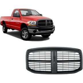 Front Grille (All Black) Compatible With Dodge 2006-2008 Ram 1500 / Compatible With Dodge 2006-2009 Ram 2500 / Compatible With Dodge 2006-2009 Ram 3500 Front Grill