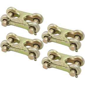 Mytee Products (4 Pack 3/8 Inch Double Clevis Link - G70 Safety Chain Repair Link Twin Clevis, 6600 LBS Working Load Limit - Truck Trailer Tie Down Links Towing