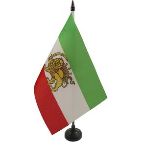 AZ FLAG Iran Old Persia Table Flag 5'' x 8'' - Persian Desk Flag 21 x 14 cm - Black Plastic Stick and Base
