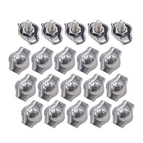 20pcs M3 Stainless Steel Duplex Wire Rope Clip Cable Clamp, Double Bolt Wire Cable Clamps, 2-Post Wire Rope Clip for 1/8 Inch Diameter Wire Cable