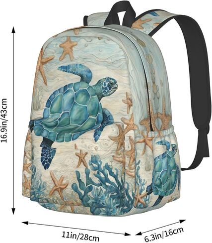 cfpolar 17 Inch Backpack Vintage Sea Turtle Starfish Laptop Bag Shoulder Bag School Bookbag Casual Daypack For Boys Girls in Saudi Arabia