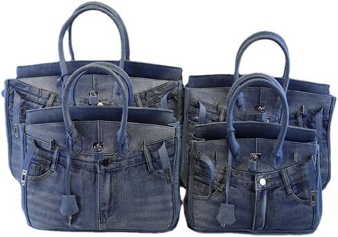 Women's Denim Wallet Tote Large Capacity Satchel Underarm Bag for Beach Travel Daily Shopping Top Shoulder Bag in Kuwait