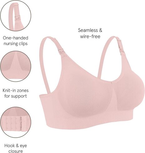 BRAVADO! DESIGNS Body Silk Seamless Nursing Bra for Breastfeeding, Wireless Maternity Bra, Grey Orchid Sustainable Fabric, X-Large Plus in Saudi Arabia