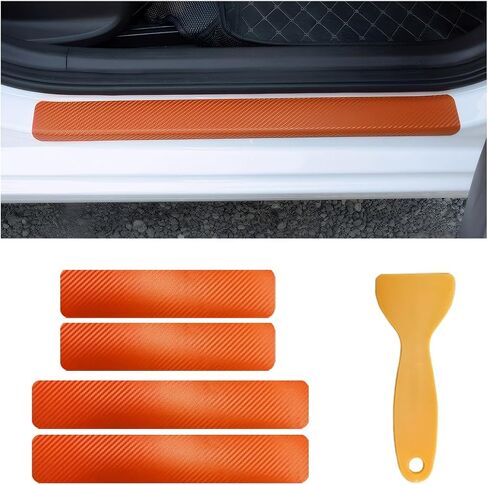 4 PCS Car Door Sill Protector, Anti-Scratch 3D Carbon Fiber Textured Door Threshold Protection Sticker, Door Entry Edge Guards Cover Strips for Most Vehicle, Car Accessories (Purple) in Saudi Arabia