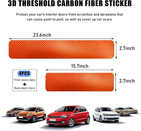 4 PCS Car Door Sill Protector, Anti-Scratch 3D Carbon Fiber Textured Door Threshold Protection Sticker, Door Entry Edge Guards Cover Strips for Most Vehicle, Car Accessories (Purple) in Saudi Arabia