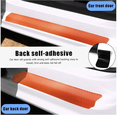 4 PCS Car Door Sill Protector, Anti-Scratch 3D Carbon Fiber Textured Door Threshold Protection Sticker, Door Entry Edge Guards Cover Strips for Most Vehicle, Car Accessories (Purple) in Saudi Arabia