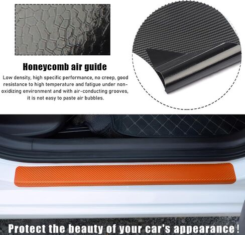 4 PCS Car Door Sill Protector, Anti-Scratch 3D Carbon Fiber Textured Door Threshold Protection Sticker, Door Entry Edge Guards Cover Strips for Most Vehicle, Car Accessories (Purple) in Saudi Arabia