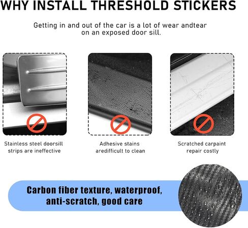 4 PCS Car Door Sill Protector, Anti-Scratch 3D Carbon Fiber Textured Door Threshold Protection Sticker, Door Entry Edge Guards Cover Strips for Most Vehicle, Car Accessories (Purple) in Saudi Arabia