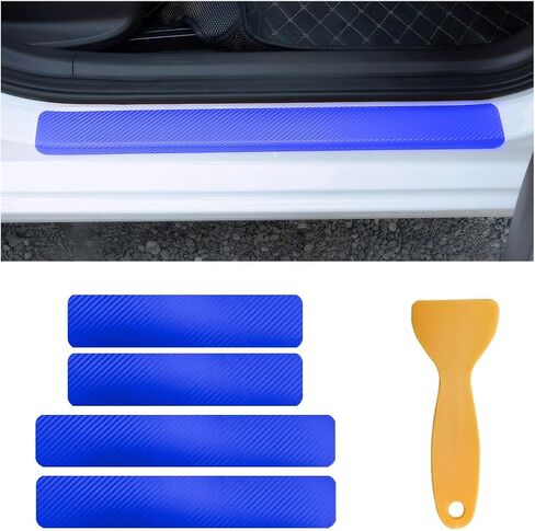 4 PCS Car Door Sill Protector, Anti-Scratch 3D Carbon Fiber Textured Door Threshold Protection Sticker, Door Entry Edge Guards Cover Strips for Most Vehicle, Car Accessories (Purple) in Saudi Arabia