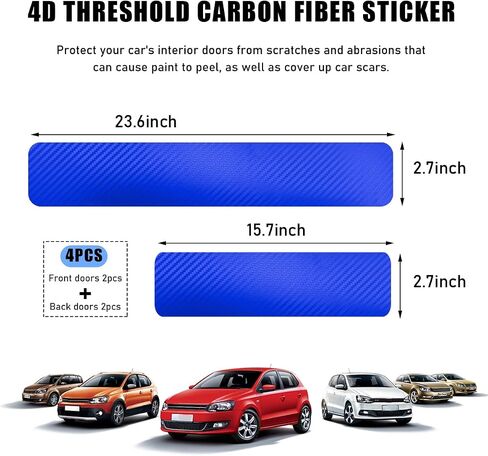 4 PCS Car Door Sill Protector, Anti-Scratch 3D Carbon Fiber Textured Door Threshold Protection Sticker, Door Entry Edge Guards Cover Strips for Most Vehicle, Car Accessories (Purple) in Saudi Arabia