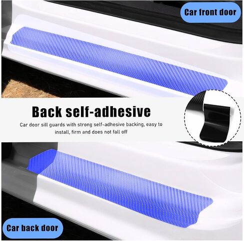 4 PCS Car Door Sill Protector, Anti-Scratch 3D Carbon Fiber Textured Door Threshold Protection Sticker, Door Entry Edge Guards Cover Strips for Most Vehicle, Car Accessories (Purple) in Saudi Arabia
