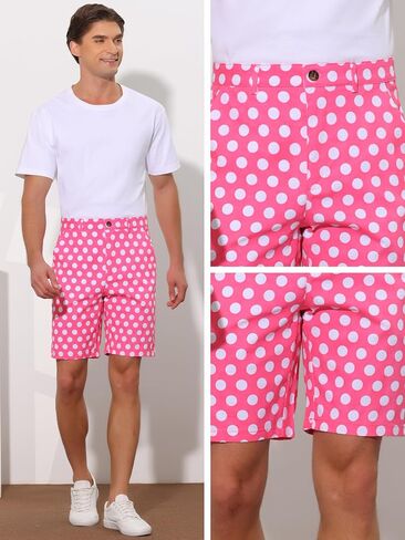 Lars Amadeus Shorts for Men's Polka Dots Flat Front Polka Dots Shorts in Saudi Arabia