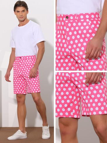 Lars Amadeus Shorts for Men's Polka Dots Flat Front Polka Dots Shorts in Saudi Arabia