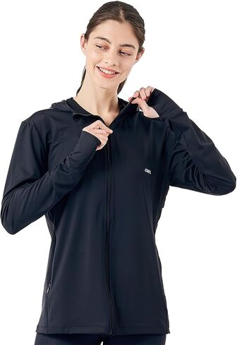 Women's UPF 70+ Sun Protection Hoodie Jacket Long Sleeve Hooded Active Shirts Outdoor Hiking Performance Zip Running Jacket Athletic Jacket - White/S in Saudi Arabia