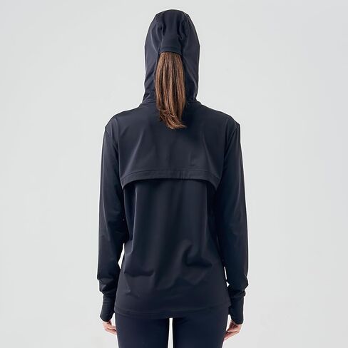 Women's UPF 70+ Sun Protection Hoodie Jacket Long Sleeve Hooded Active Shirts Outdoor Hiking Performance Zip Running Jacket Athletic Jacket - White/S in Saudi Arabia