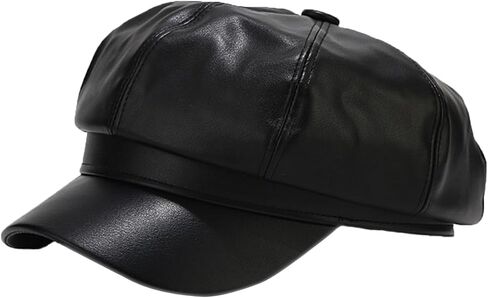 Yanmucy Newsboy Hats for Women Fashion PU Leather Winter Visor Paperboy Hat Vintage Classic Beret Warm Cap for Ladies Girls in Saudi Arabia