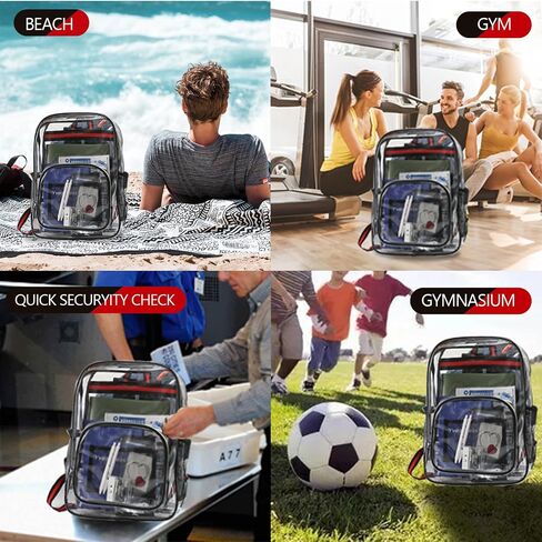 Clear Backpack,Clear Bag Stadium Approved For Sports Travel,Large Clear Backpack,clear Backpacks For School Heavy Duty,Waterproof Transparent Backpack,See Through Backpack With A Pen Bag(Black) in Saudi Arabia