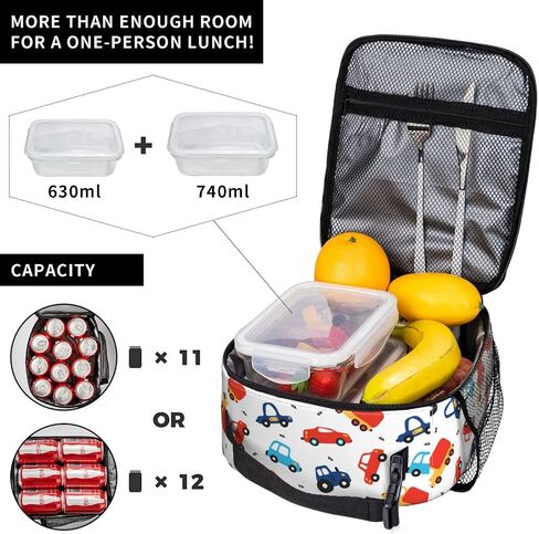 Lunch Box for Kids Girls Boys Car Pattern Lunch Bag Cooler Tote Reusable Insulated Lunch Bag Container Gifts for Office Picnic Travel Work School in Saudi Arabia