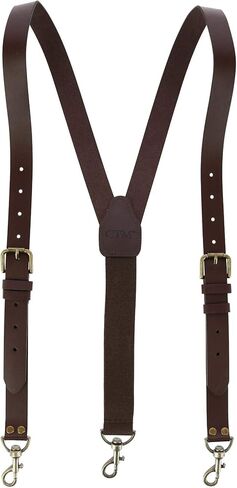 CTM® Men's Coated Leather Buckle Strap Suspenders with Metal Swivel Hook Ends in Kuwait