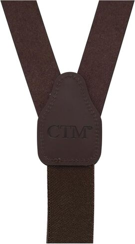 CTM® Men's Coated Leather Buckle Strap Suspenders with Metal Swivel Hook Ends in Kuwait