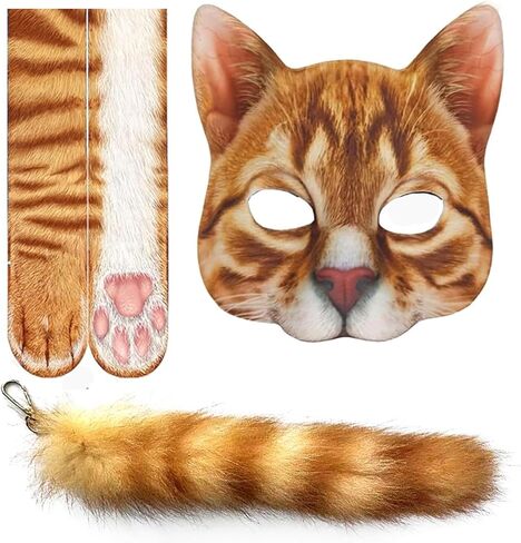 Valpeak 3D Cat Mask, Cat Headband, and Funny Cat Socks with cat Tails in Saudi Arabia