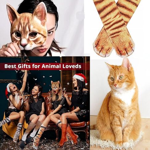 Valpeak 3D Cat Mask, Cat Headband, and Funny Cat Socks with cat Tails in Saudi Arabia