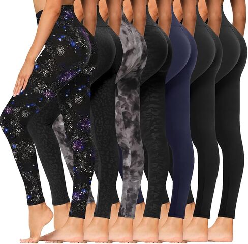 Syrinx 7 Pack Leggings for Women - High Waisted Tummy Control Soft Yoga Pants for Workout Running in Saudi Arabia