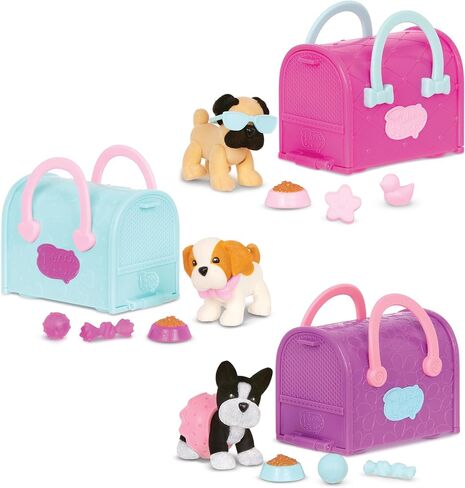 Pucci Pups - Collectible Puppy Set – Boston Terrier, Pug, Shih Tzu – Carrier Purse – Dog Accessories Included – Toys for Kids 3+ in Saudi Arabia