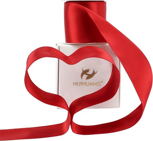 HUIHUANG Red Wired Satin Ribbon 2.5 inch Red Wire Edge Ribbon for Wreaths, Bows Making, Gift Wrapping, Holiday Home Decor, Crafts, Christmas Tree Bows-Continous 10 Yards in Saudi Arabia