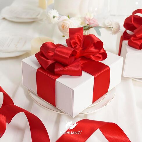 HUIHUANG Red Wired Satin Ribbon 2.5 inch Red Wire Edge Ribbon for Wreaths, Bows Making, Gift Wrapping, Holiday Home Decor, Crafts, Christmas Tree Bows-Continous 10 Yards in Saudi Arabia