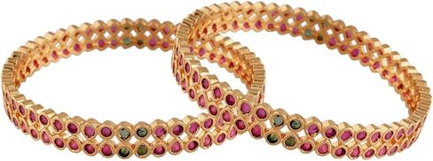 I Jewels Gold Plated Indian Wedding Bollywood Pota Stone Studded Brass Bangles For Women (ADB438QG) (Set of 2) in Saudi Arabia