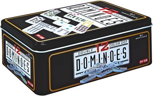 مجموعة دومينو مزدوجة فاخرة مكونة من 12 قطعة في علبة متينة - لعبة كلاسيكية مع الأصدقاء والعائلة in Kuwait