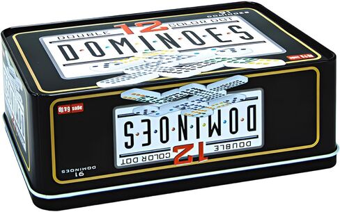 مجموعة دومينو مزدوجة فاخرة مكونة من 12 قطعة في علبة متينة - لعبة كلاسيكية مع الأصدقاء والعائلة in Kuwait