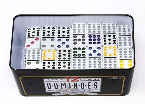 مجموعة دومينو مزدوجة فاخرة مكونة من 12 قطعة في علبة متينة - لعبة كلاسيكية مع الأصدقاء والعائلة in Kuwait
