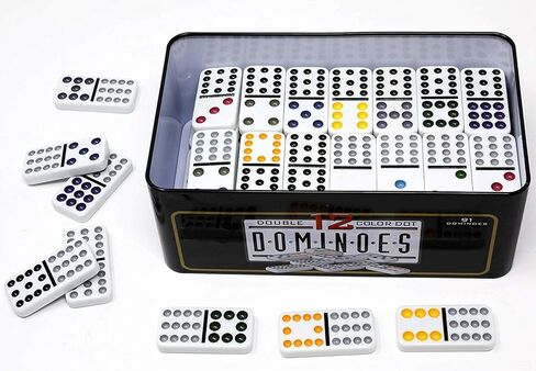 مجموعة دومينو مزدوجة فاخرة مكونة من 12 قطعة في علبة متينة - لعبة كلاسيكية مع الأصدقاء والعائلة in Kuwait
