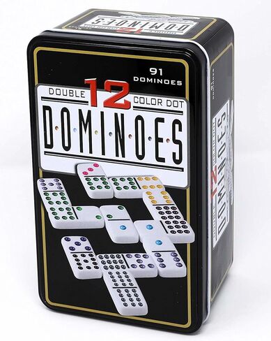 مجموعة دومينو مزدوجة فاخرة مكونة من 12 قطعة في علبة متينة - لعبة كلاسيكية مع الأصدقاء والعائلة in Kuwait