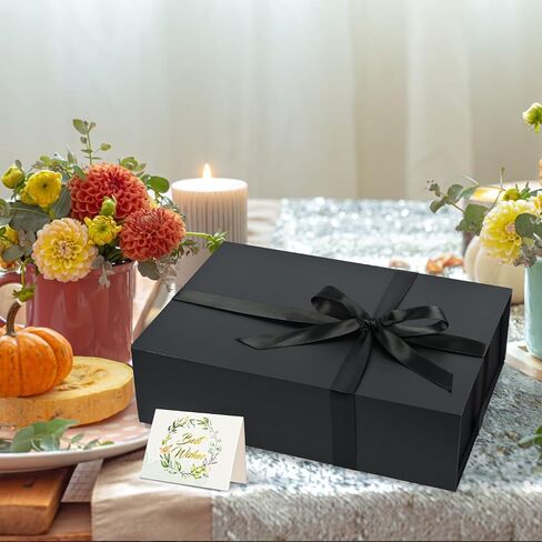 Nimbbex Gift Box,14×9.8×4inch Large Gift Boxes with Lids for Presents,Black Magnetic Gift Box with Ribbon and Card for Birthday,Wedding,Bridesmaid Gifts,Christmas Gifts,Baby shower in Saudi Arabia