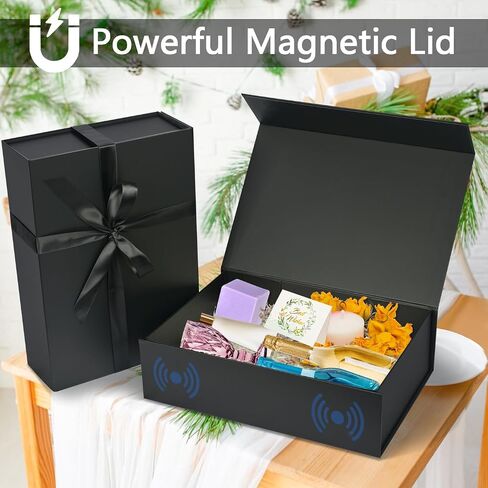 Nimbbex Gift Box,14×9.8×4inch Large Gift Boxes with Lids for Presents,Black Magnetic Gift Box with Ribbon and Card for Birthday,Wedding,Bridesmaid Gifts,Christmas Gifts,Baby shower in Saudi Arabia