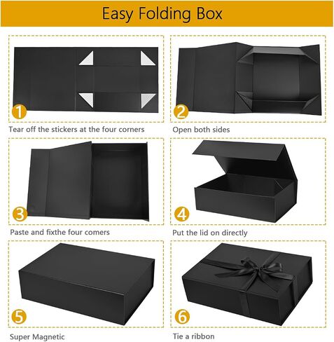 Nimbbex Gift Box,14×9.8×4inch Large Gift Boxes with Lids for Presents,Black Magnetic Gift Box with Ribbon and Card for Birthday,Wedding,Bridesmaid Gifts,Christmas Gifts,Baby shower in Saudi Arabia