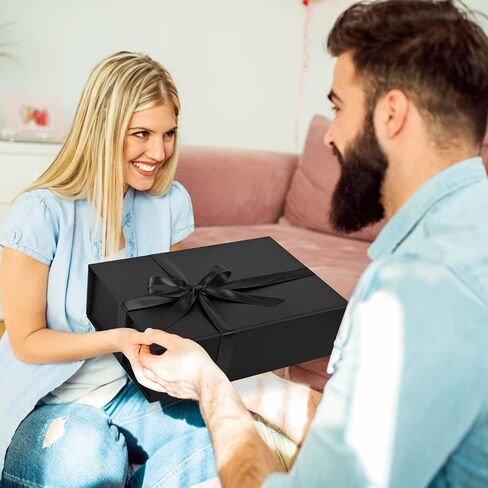 Nimbbex Gift Box,14×9.8×4inch Large Gift Boxes with Lids for Presents,Black Magnetic Gift Box with Ribbon and Card for Birthday,Wedding,Bridesmaid Gifts,Christmas Gifts,Baby shower in Saudi Arabia