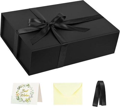 Nimbbex Gift Box,14×9.8×4inch Large Gift Boxes with Lids for Presents,Black Magnetic Gift Box with Ribbon and Card for Birthday,Wedding,Bridesmaid Gifts,Christmas Gifts,Baby shower in Saudi Arabia
