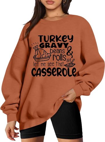 KNEYATTA Thanksgiving Sweatshirt Women Turkey Print Sweatshirt Fall Thankful Tee Tops in Saudi Arabia