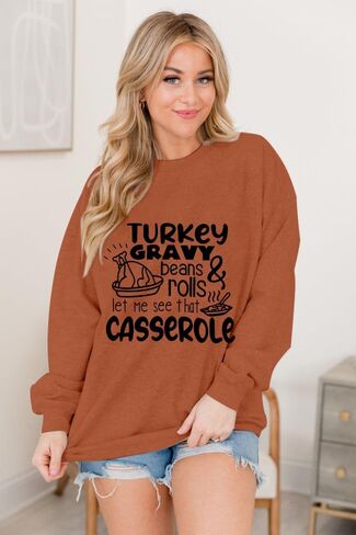 KNEYATTA Thanksgiving Sweatshirt Women Turkey Print Sweatshirt Fall Thankful Tee Tops in Saudi Arabia