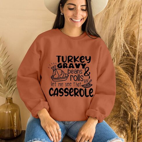 KNEYATTA Thanksgiving Sweatshirt Women Turkey Print Sweatshirt Fall Thankful Tee Tops in Saudi Arabia