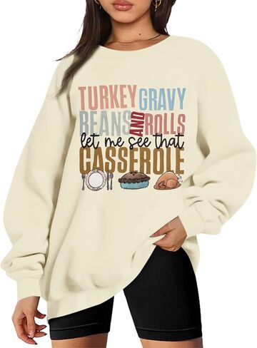 KNEYATTA Thanksgiving Sweatshirt Women Turkey Print Sweatshirt Fall Thankful Tee Tops in Saudi Arabia