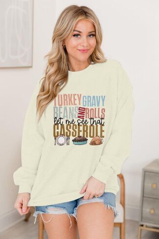 KNEYATTA Thanksgiving Sweatshirt Women Turkey Print Sweatshirt Fall Thankful Tee Tops in Saudi Arabia