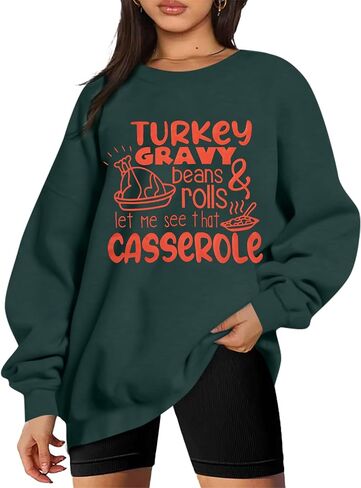 KNEYATTA Thanksgiving Sweatshirt Women Turkey Print Sweatshirt Fall Thankful Tee Tops in Saudi Arabia